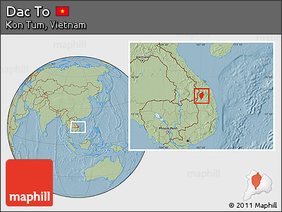 Savanna Style Location Map of Dac To, hill shading