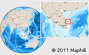 Shaded Relief Location Map of Dac To, highlighted country, within the entire country