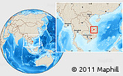Shaded Relief Location Map of Dac To, highlighted parent region, within the entire country
