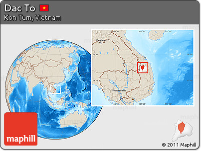 Shaded Relief Location Map of Dac To, highlighted parent region