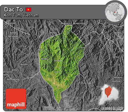 Satellite Map of Dac To, desaturated