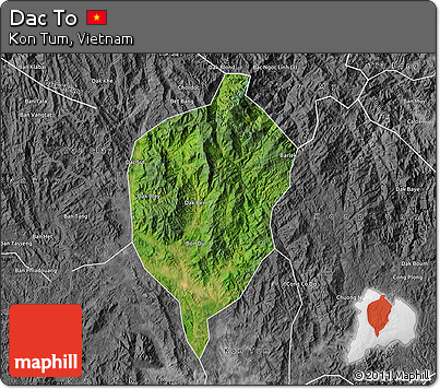 Satellite Map of Dac To, desaturated