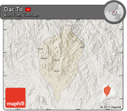 Shaded Relief Map of Dac To, lighten