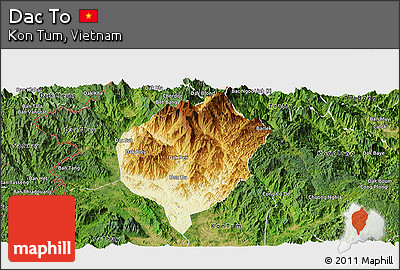 Physical Panoramic Map of Dac To, satellite outside