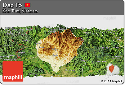 Physical Panoramic Map of Dac To, satellite outside