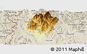 Physical Panoramic Map of Dac To, shaded relief outside