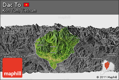 Satellite Panoramic Map of Dac To, desaturated