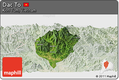 Satellite Panoramic Map of Dac To, lighten