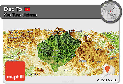 Satellite Panoramic Map of Dac To, physical outside