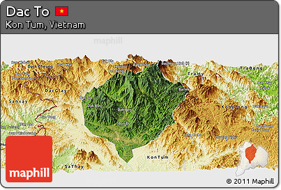 Satellite Panoramic Map of Dac To, physical outside