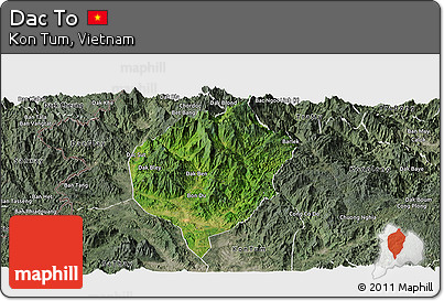 Satellite Panoramic Map of Dac To, semi-desaturated