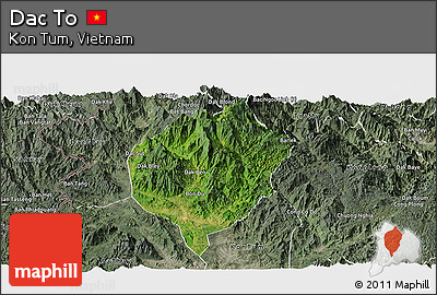 Satellite Panoramic Map of Dac To, semi-desaturated