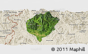 Satellite Panoramic Map of Dac To, shaded relief outside
