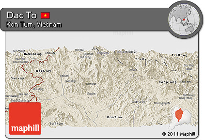 Shaded Relief Panoramic Map of Dac To