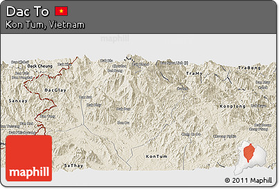 Shaded Relief Panoramic Map of Dac To