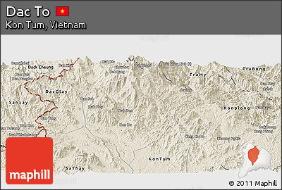 Shaded Relief Panoramic Map of Dac To