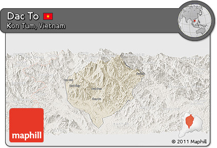 Shaded Relief Panoramic Map of Dac To, lighten