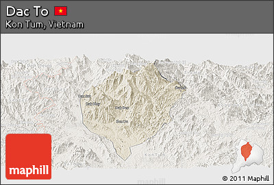 Shaded Relief Panoramic Map of Dac To, lighten