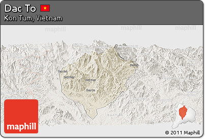 Shaded Relief Panoramic Map of Dac To, lighten