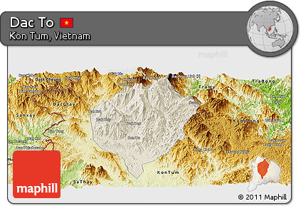 Shaded Relief Panoramic Map of Dac To, physical outside