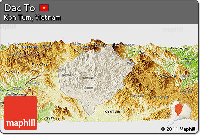 Shaded Relief Panoramic Map of Dac To, physical outside
