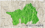 Political 3D Map of Muong Lay, shaded relief outside