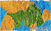 Satellite 3D Map of Muong Lay, political outside