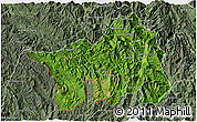 Satellite 3D Map of Muong Lay, semi-desaturated