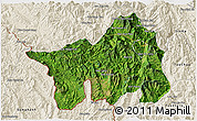 Satellite 3D Map of Muong Lay, shaded relief outside