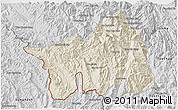 Shaded Relief 3D Map of Muong Lay, desaturated