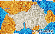 Shaded Relief 3D Map of Muong Lay, political outside