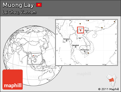Blank Location Map of Muong Lay, within the entire country