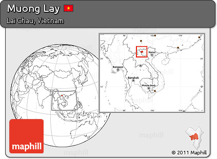 Blank Location Map of Muong Lay, within the entire country
