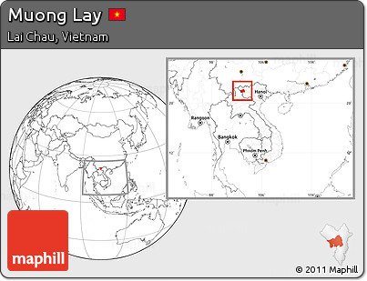 Blank Location Map of Muong Lay, within the entire country