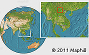Satellite Location Map of Muong Lay, within the entire country