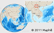 Shaded Relief Location Map of Muong Lay, within the entire country