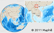 Shaded Relief Location Map of Muong Lay, highlighted country, within the entire country