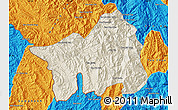 Shaded Relief Map of Muong Lay, political outside