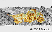 Physical Panoramic Map of Muong Lay, desaturated