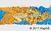 Physical Panoramic Map of Muong Lay, political outside