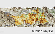 Physical Panoramic Map of Muong Lay, semi-desaturated