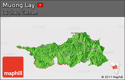 Political Panoramic Map of Muong Lay, cropped outside