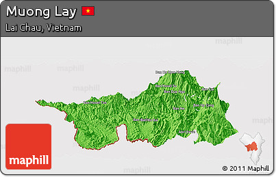 Political Panoramic Map of Muong Lay, cropped outside