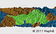 Political Panoramic Map of Muong Lay, darken