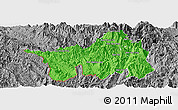 Political Panoramic Map of Muong Lay, desaturated