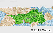 Political Panoramic Map of Muong Lay, lighten