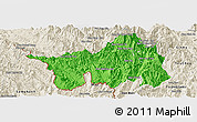 Political Panoramic Map of Muong Lay, shaded relief outside