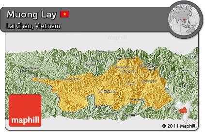 Savanna Style Panoramic Map of Muong Lay