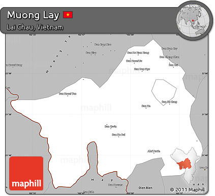 Gray Simple Map of Muong Lay
