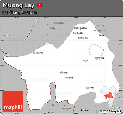 Gray Simple Map of Muong Lay